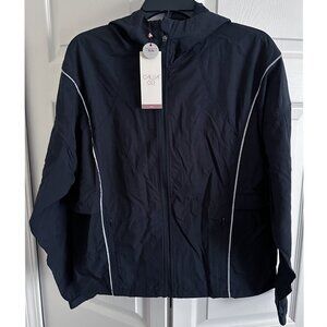 CALIA Hooded Running Jacket, Black & Silver, Size M, New with Tags